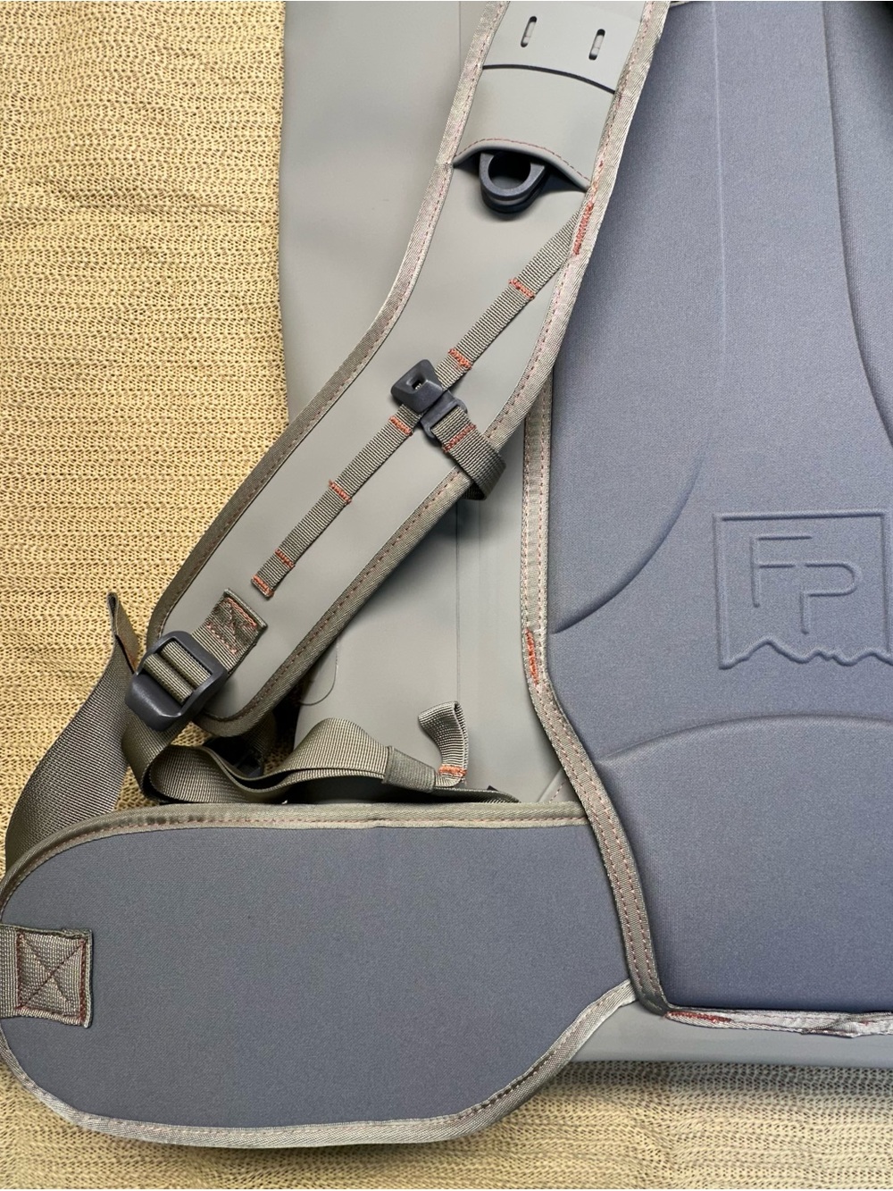 Fishpond Light Gray Roll-Top Backpack with Tan Strap Accents - Picture 4 of 9
